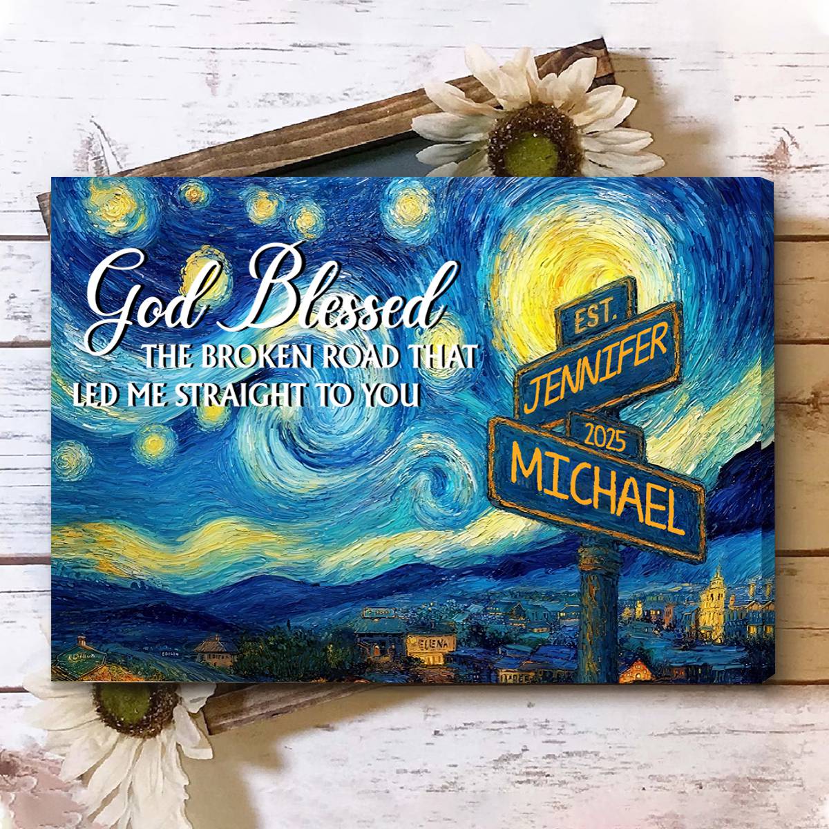 Personalized Canvas Poster Wall Art with Road Sign Design Wonderful Present for Couples