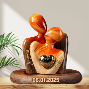 Personalized Elegant Couple Statue with Heart Inlay Custom Shaped Acrylic Plaque