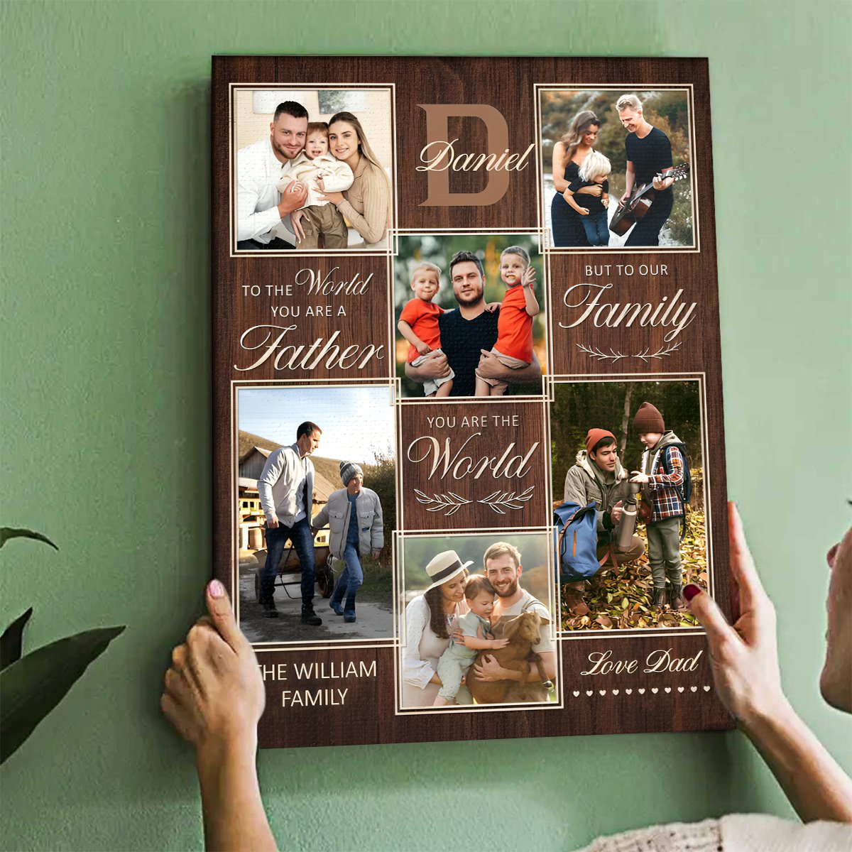 Personalized Father Photo Collage Canvas, Custom Family Photo Gift, Meaningful Father’s Day Gift, Best Dad Ever Keepsake