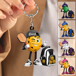 Cool Male & Female Pickleball Player Keychain- Personalized Pickleball Mascot Keychain Gift for Pickleball Enthusiast