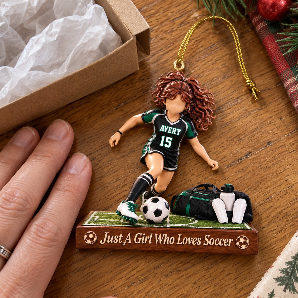 Just a Girl Who Loves Soccer - Personalized Soccer Girl Christmas Ornament, Girls Soccer Player Gift