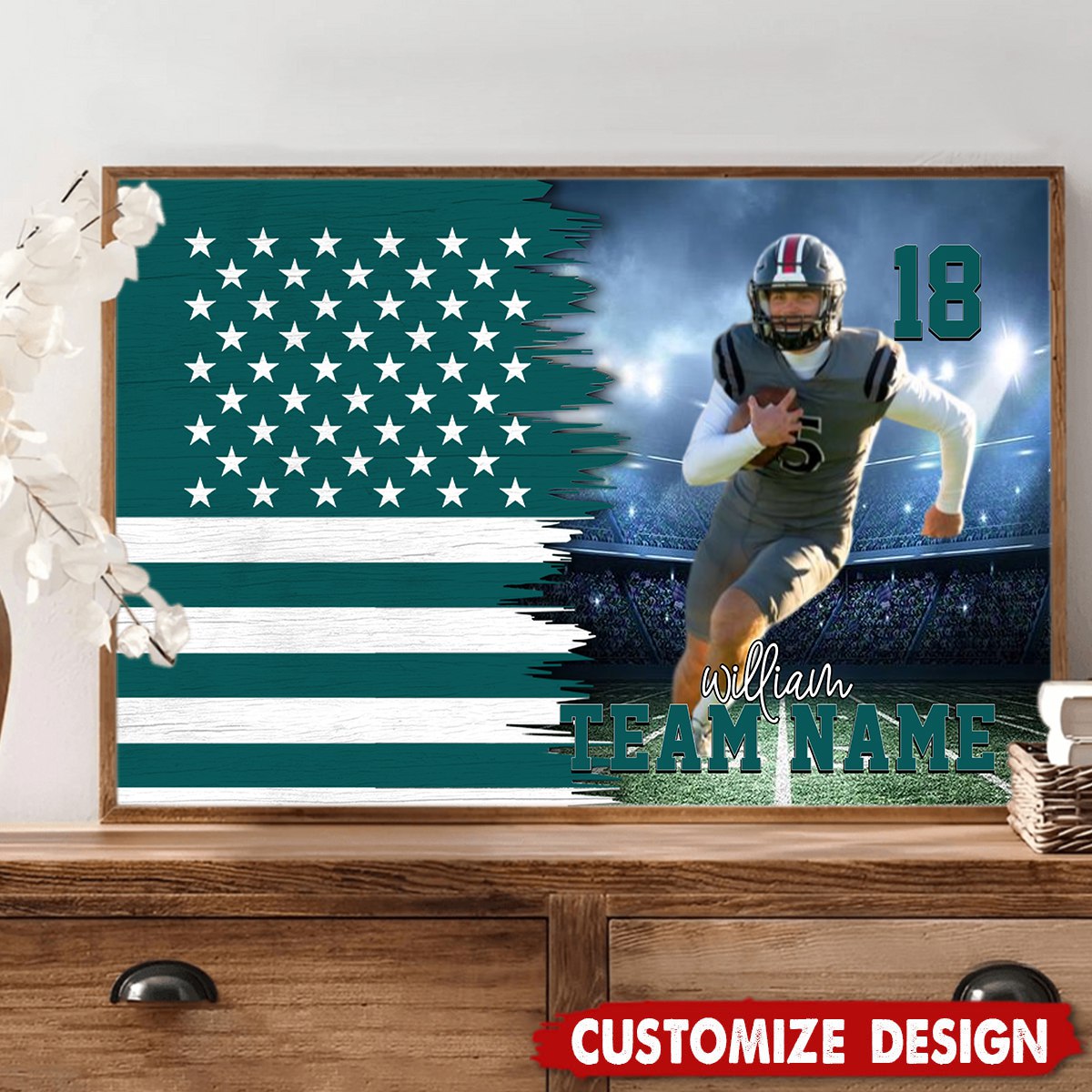 Personalize Custom Poster Canvas American Football Game Day Gift For Sport Family