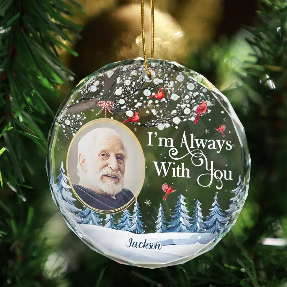 Forever in My Heart Cardinal - Personalized Circle Glass Ornament