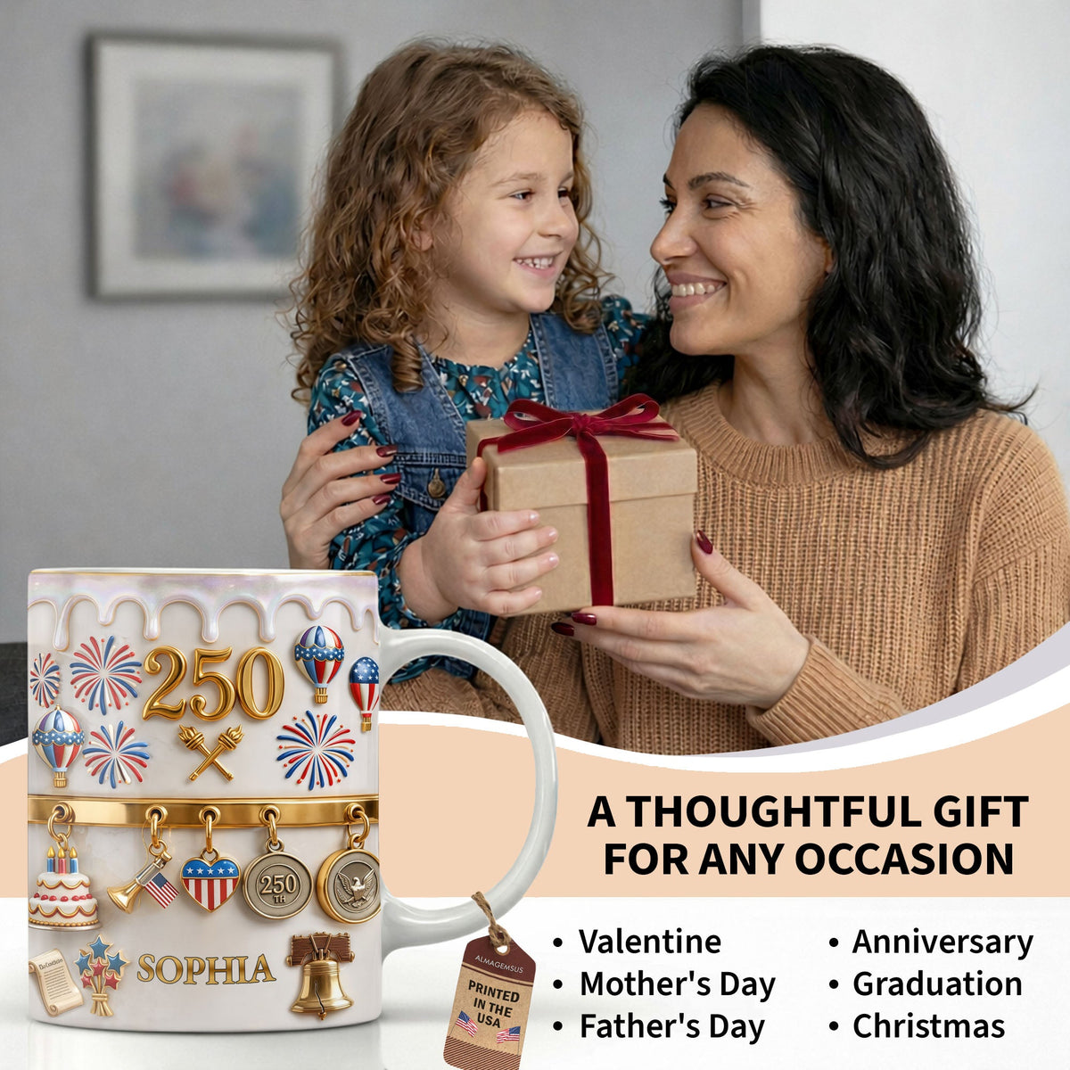 Gift For Patriots & USA Lovers – Personalized "Celebrating Freedom" Mug