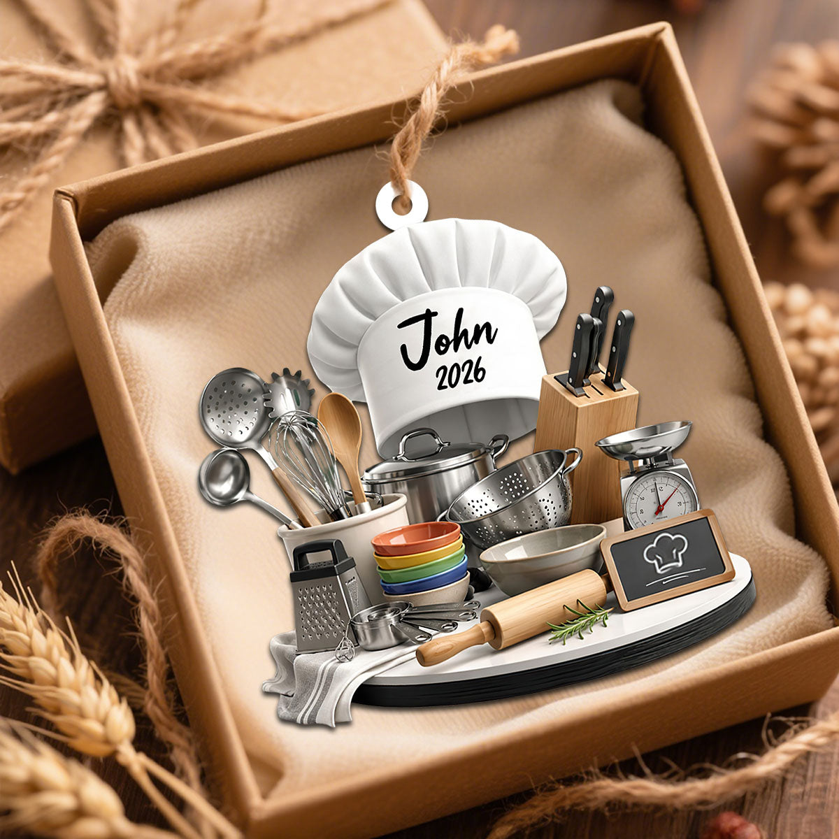 Personalized Kitchen Christmas Ornament  | Chef Gift & Cooking Stove Decor