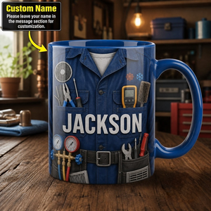 Personalized HVAC Technician Accent Mug | Custom Name Coffee Cup, Work Desk Gift For HVAC Workers
