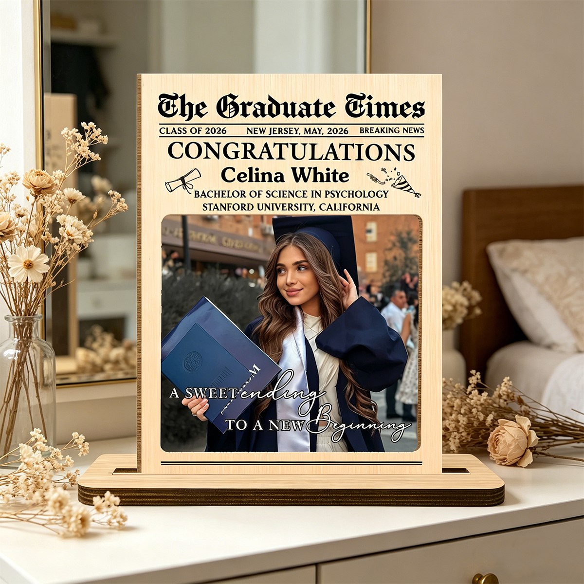 A Sweet Ending To A New Beginning, Custom Wood Plaque, Gift For Graduates