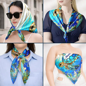 Turtle Silky Satin Effect Scarf – Personalized Gift for Mom & Grandma