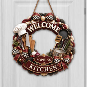 "Welcome To My Kitchen" – Personalized Wood Sign | Gift For Cooking Lovers & Home Chefs