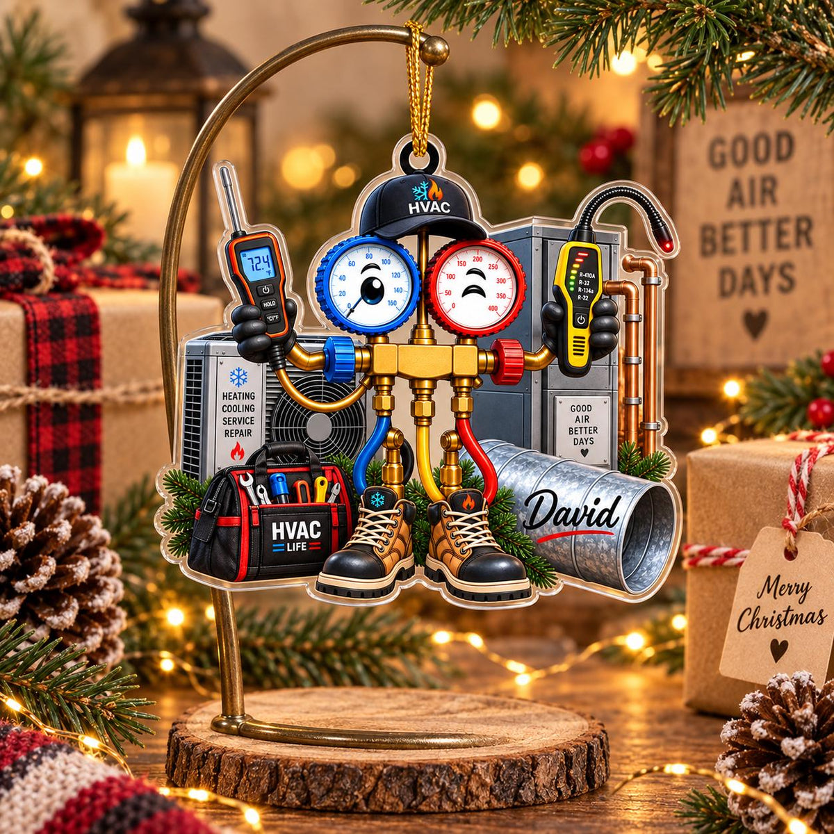 Personalized HVAC Christmas Ornament – Custom AC Technician Gift | Funny Holiday Décor For HVAC Technicians & Electricians