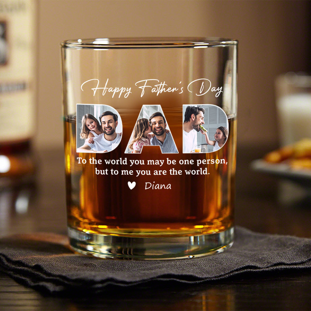 Custom Photo Whiskey Glass – "Happy Father's Day" – Personalized Gift For Dad