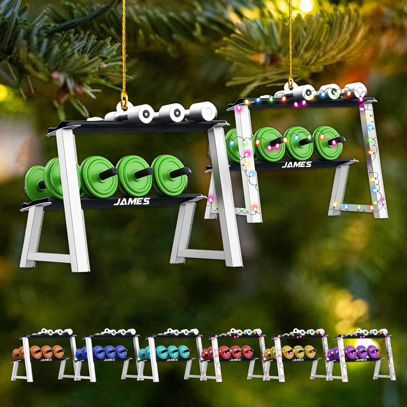 Personalized Gym Ornament, Christmas Fitness Lover Workout Gift for Him