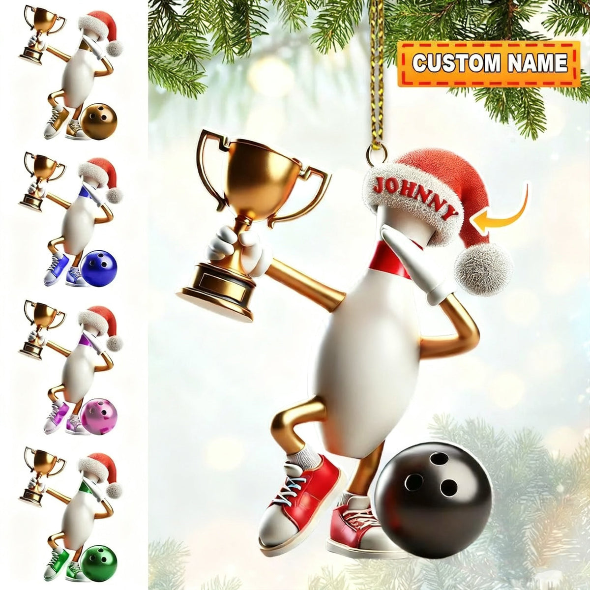 Personalized Bowling Acrylic Ornament Christmas Gift for Bowling Lover