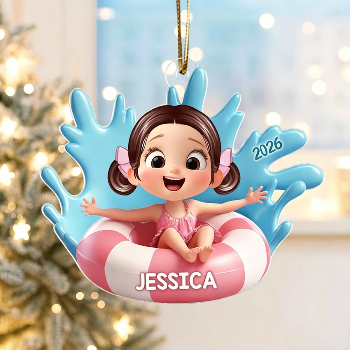 Custom Acrylic "Pool Float Kid" Ornament – Cute Keepsake Gift For Kids & Family