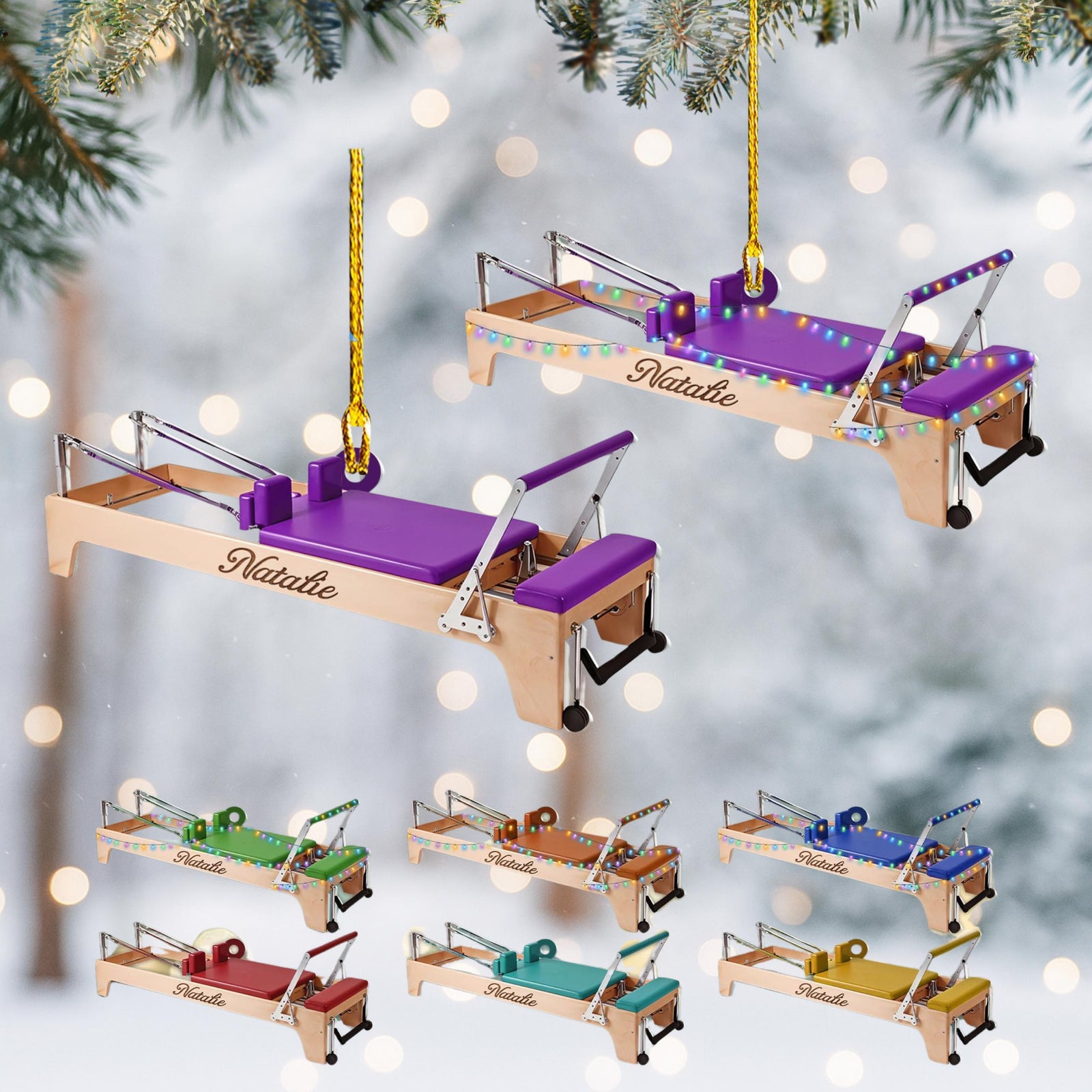 Personalized Pilates Equipment Xmas Ornament, Pilates Art, Colleague Gifts, Pilates Equipment Ornament