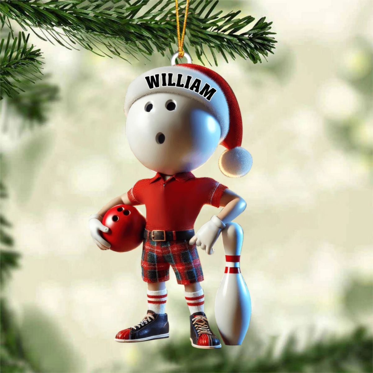 Personalized Custom Name Bowling Ornament, Bowling Christmas Gift