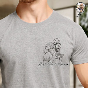 Father's Day Gift For Dad & Grandpa – Custom Photo Pencil Sketch T-Shirt "Best Dad & Grandpa Ever"