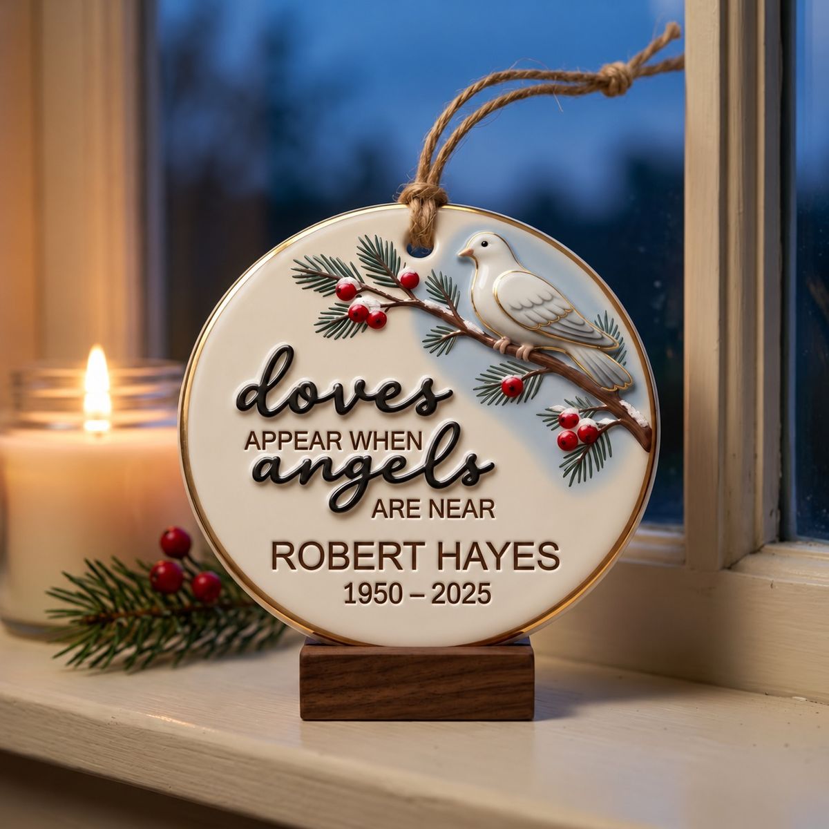 When Angels Are Near – Personalized Cardinal Memorial Ceramic Ornament | Custom Name Remembrance Keepsake & Sympathy Gift