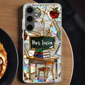 Classroom Inspired Book & Apple Design – Personalized Clear Phone Case | Gift For Teachers & Educators