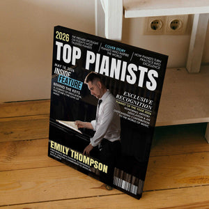 "Top Pianists" Magazine Cover Canvas – Personalized Photo Gift For Pianists | Piano Lover Appreciation Gift