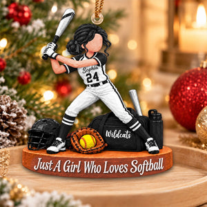 Personalized Softball Girl Christmas Ornament – Custom Player Name Keepsake Gift For Softball Players & Fans