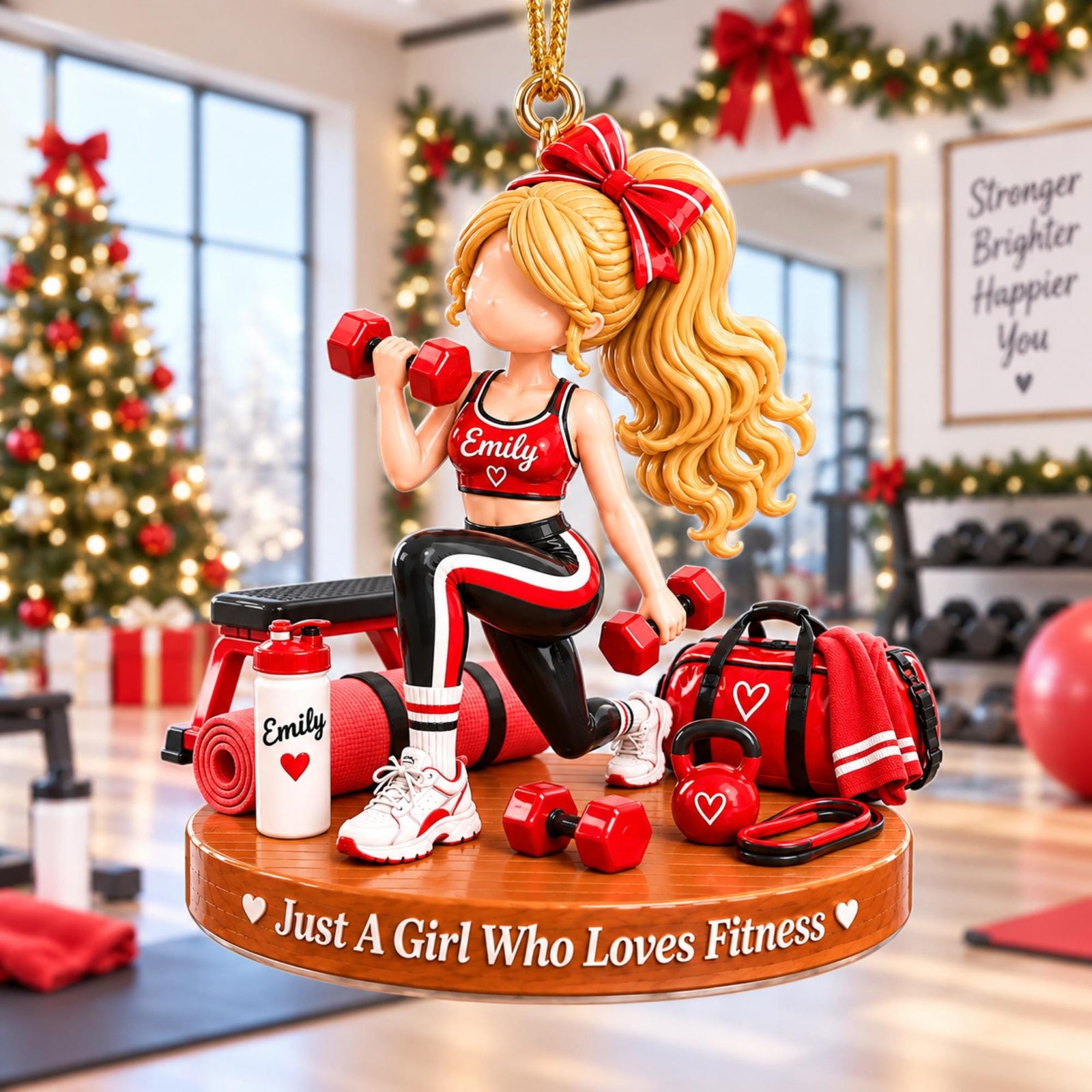 Custom "Just A Girl Who Loves Fitness" Acrylic Ornament – Personalized Gym Girl Christmas Keepsake