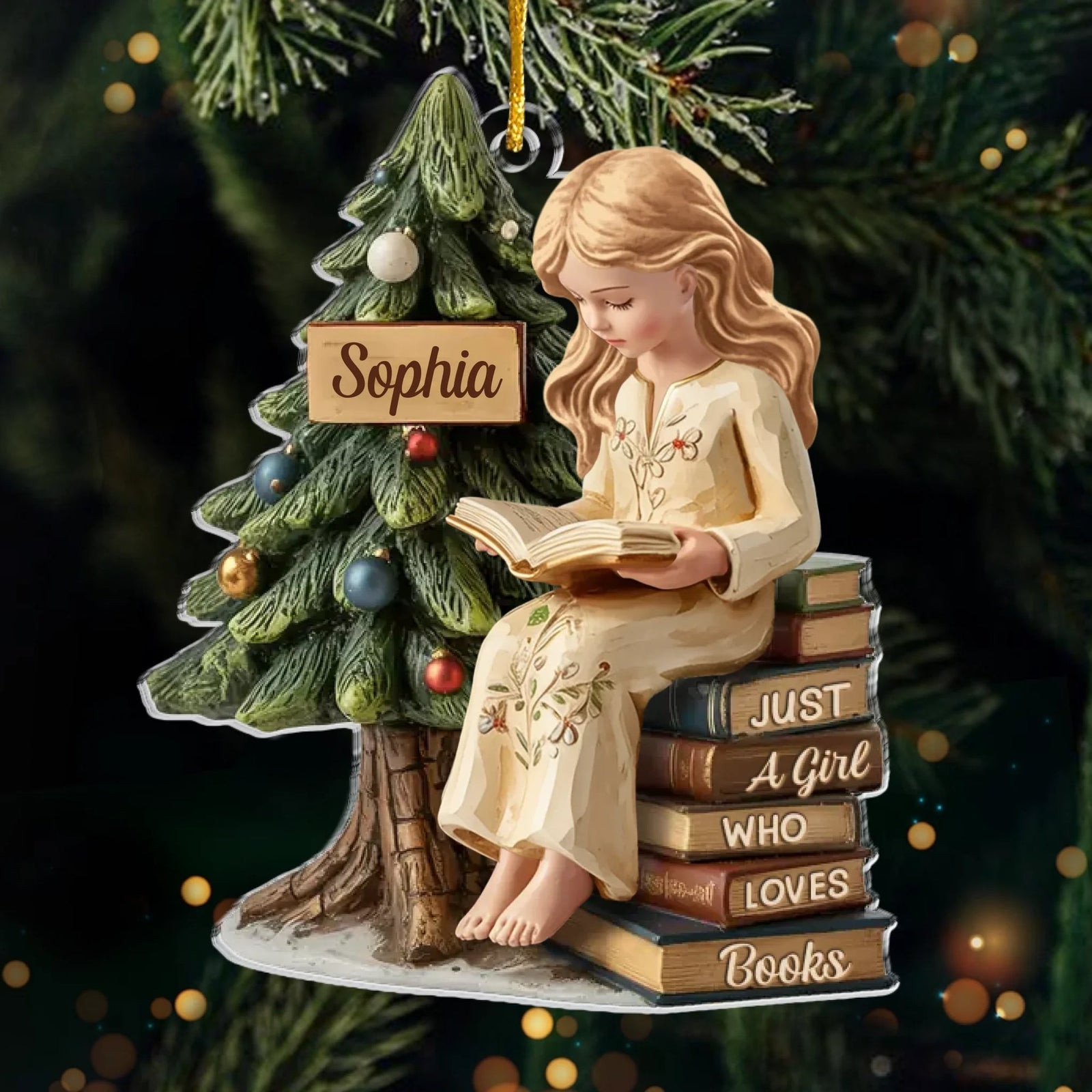 Custom Acrylic Ornament - Personalized Christmas Bookish Gifts For Book Lovers, Bookworms, Readers