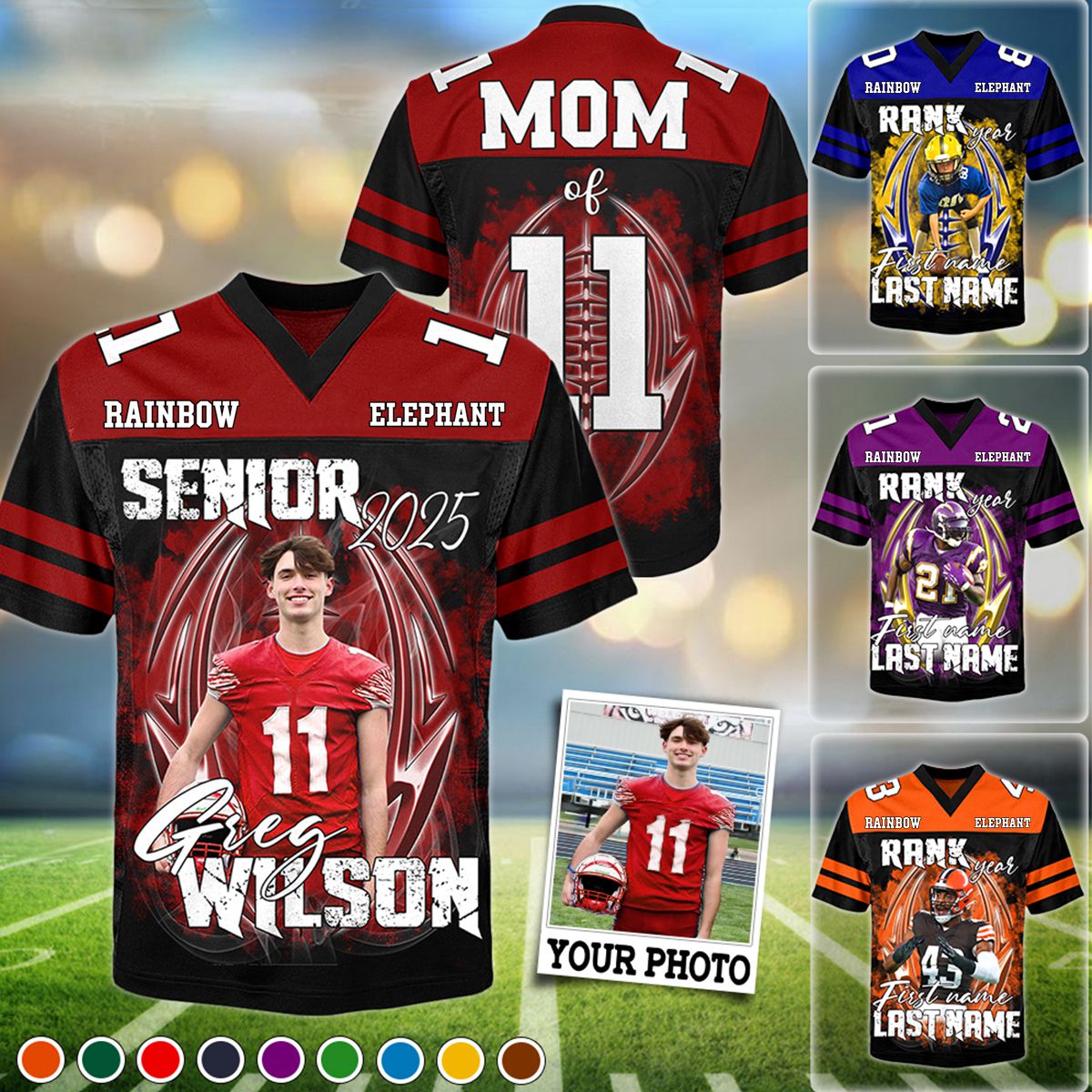 Personalized Custom Photo Football Jersey Shirt For Football Family Game Day T-Shirt
