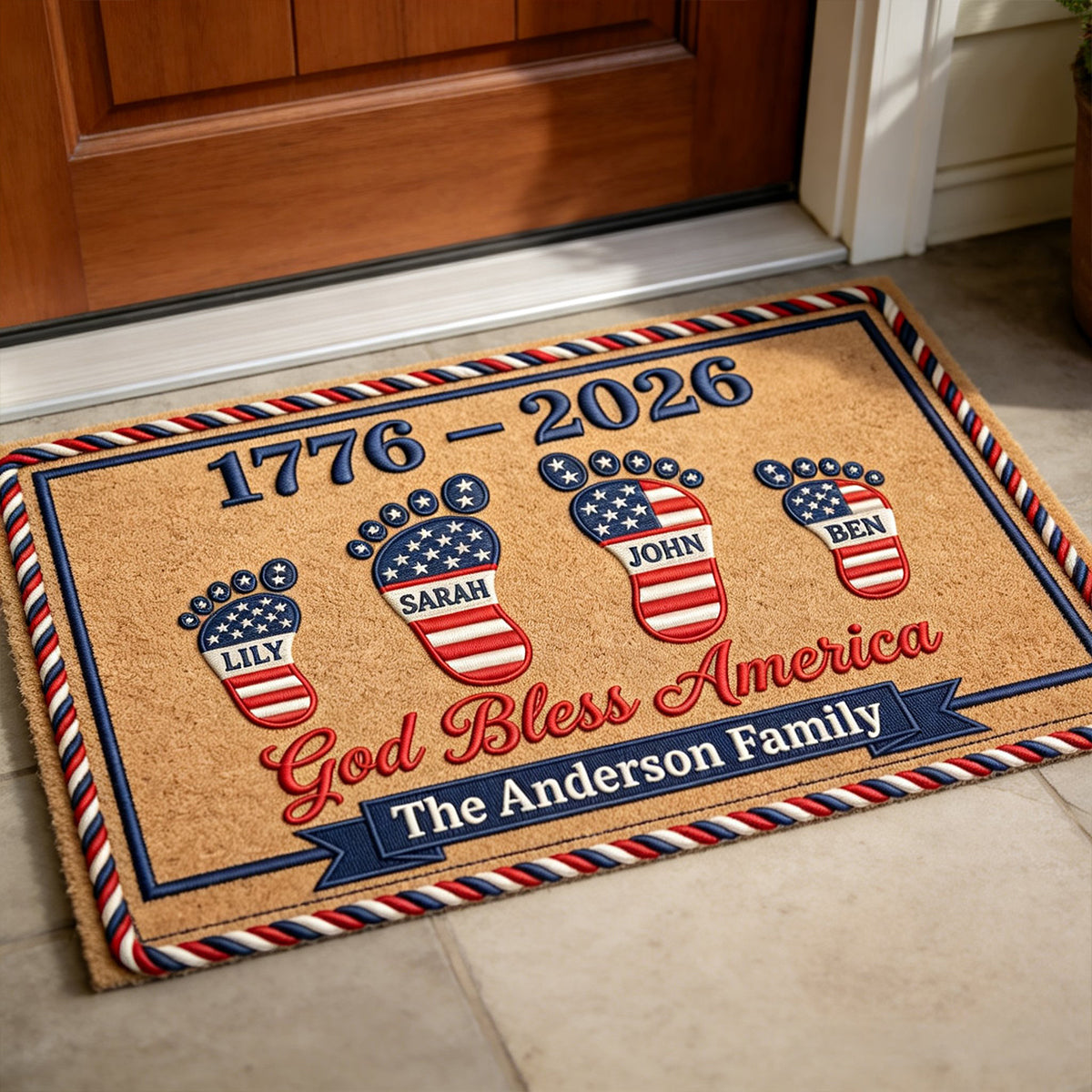 Personalized Family Doormat – America 250th Anniversary Edition Gifts For Family