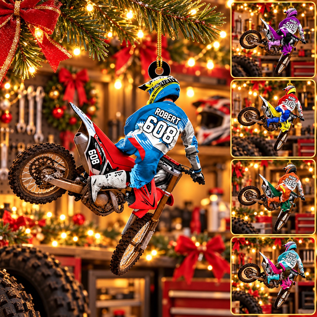 Personalized Motocross Racer Christmas Ornament – Custom Name & Number Keepsake | Gift For Dirt Bike Riders & Motocross Lovers