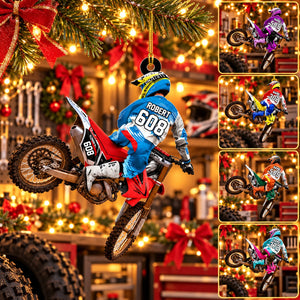 Personalized Motocross Racer Christmas Ornament – Custom Name & Number Keepsake | Gift For Dirt Bike Riders & Motocross Lovers
