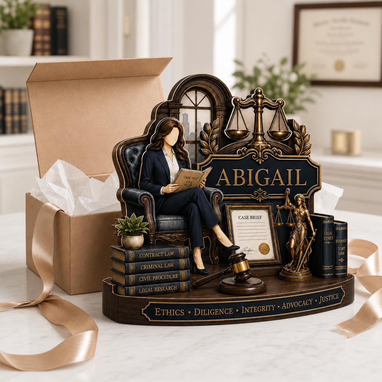 Custom Attorney Name Wooden Plaque – Personalized Law Graduation Gift | Scales Of Justice Decor For Lawyers