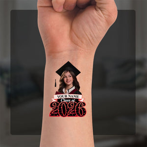 Class Of 2026, Custom Photo And Name Temporary Tattoo,Personalized Fake Tattoo, Graduation Gift