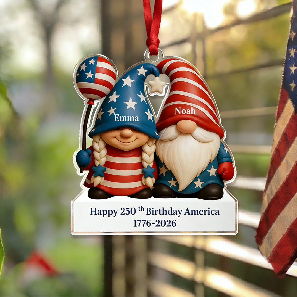 Couple Happy 250th Anniversary American Personalized Acrylic Ornament