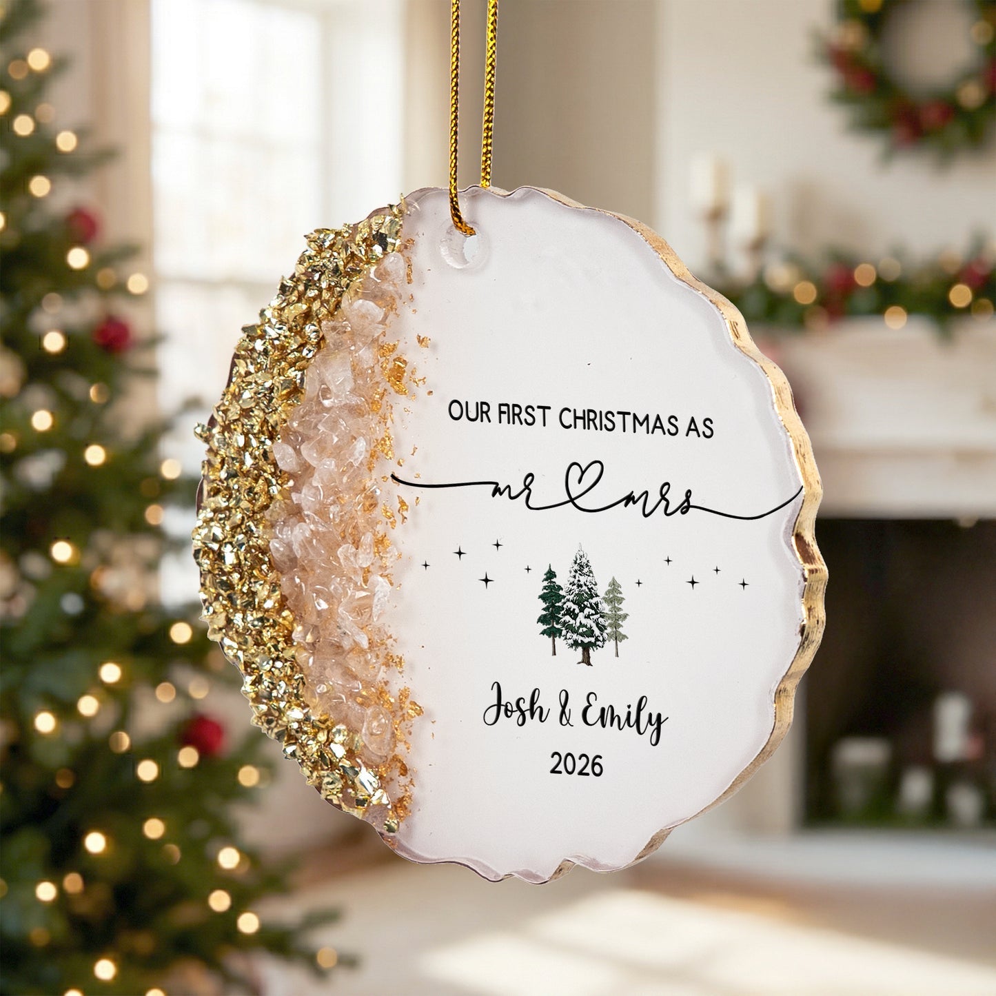 Personalized "Our First Christmas As Mr. & Mrs." Acrylic Hanging Ornament – Wedding & Housewarming Keepsake