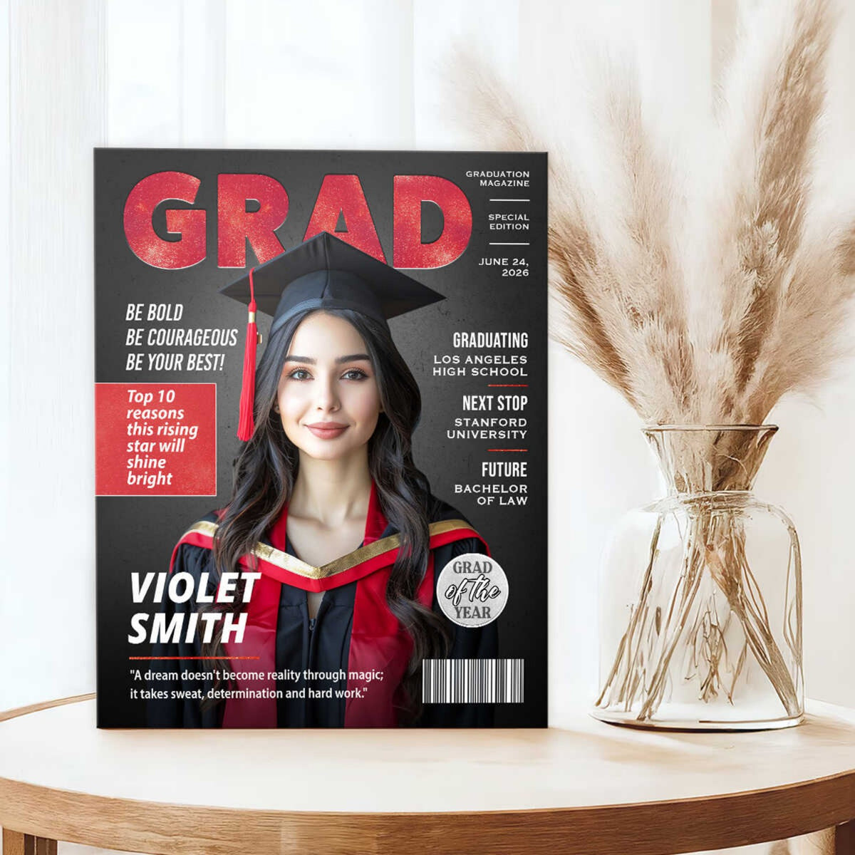 Personalized Graduation Magazine Cover Canvas , Personalized Graduation Gifts for Him or Her