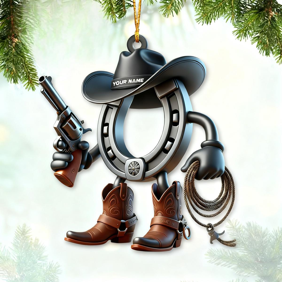 Personalized Custom Name Cowboy Ornament, Cowboy Christmas Gift