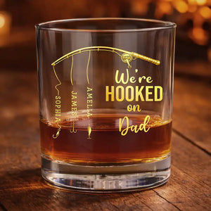 Personalized "Hooked On Daddy" Whiskey Glass – Fishing Gift For Dad