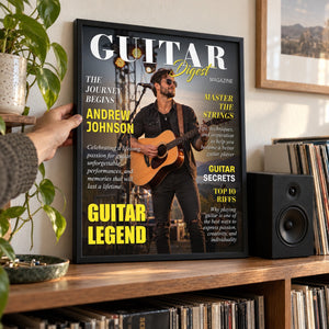 Personalized Guitar Digest Magazine Cover – Custom Guitarist Photo Keepsake, A Unique Music Gift For Guitar Lovers