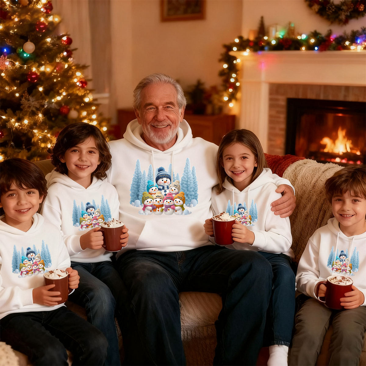 Christmas Blue Vibe Snowman Grandma - Personalized Hoodie - Christmas Gift for Grandma