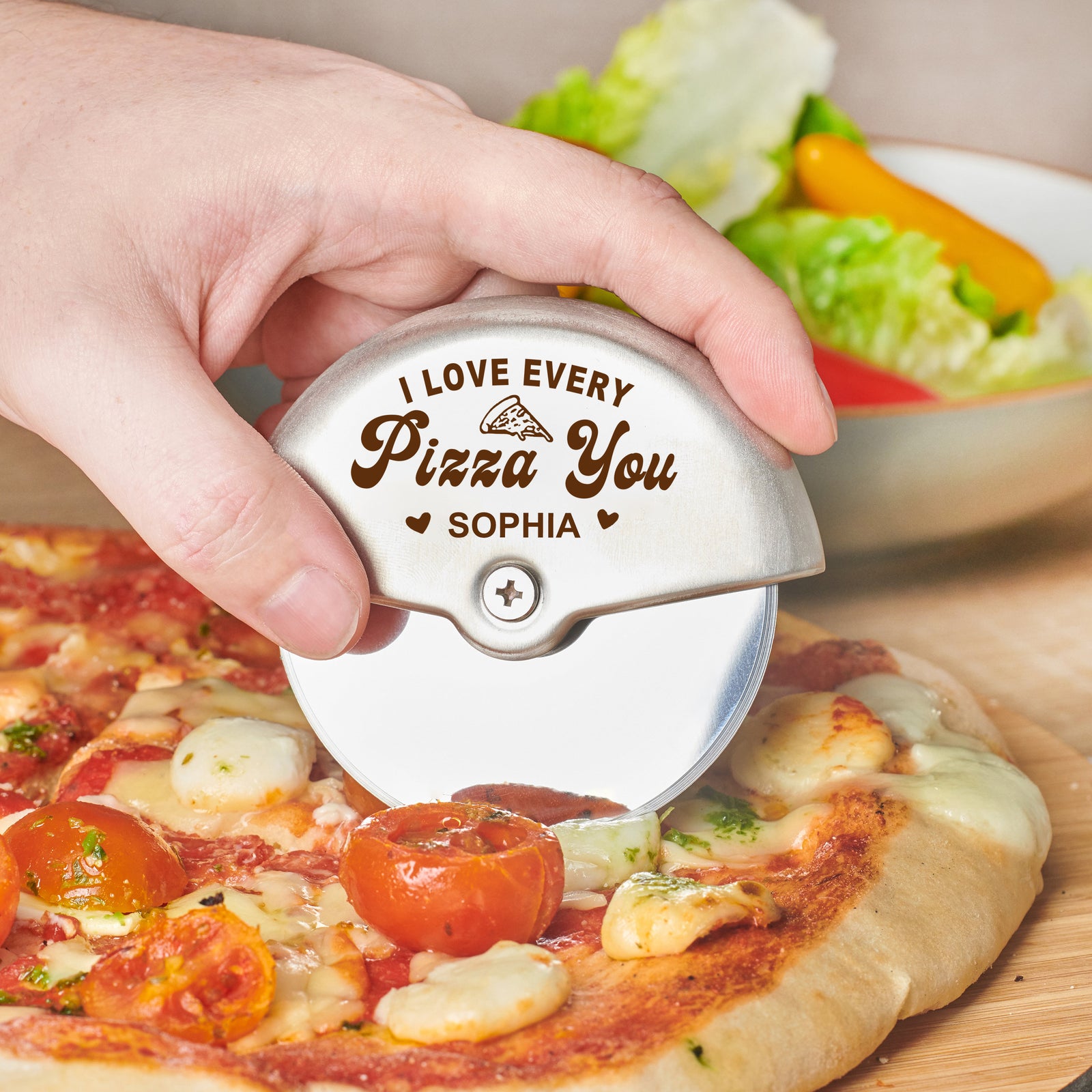 I LOVE EVERY PIZZA YOU - Personalised Stainless Steel Pizza Cutter