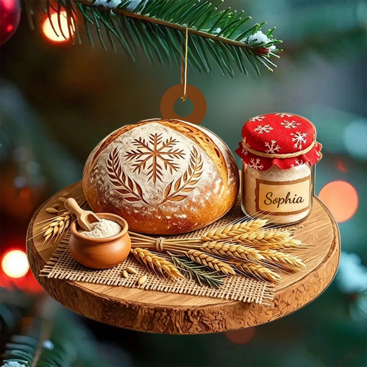 Personalized Sourdough Bread Ornament, Custom Baker Christmas Acrylic Ornament, Bread Lover Gift, Bakery Keepsake