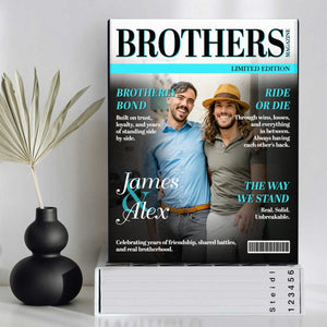 Brothers Magazine Cover, Personalized Brother Bond Canvas, Meaningful Gift For Brothers, Sibling Gift For Him, Brotherhood Keepsake