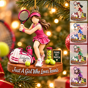 Just A Girl Who Loves Tennis – Personalized Acrylic Christmas Ornament | Custom Name Keepsake Gift For Tennis Players & Fans