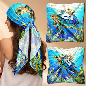 Turtle Silky Satin Effect Scarf – Personalized Gift for Mom & Grandma
