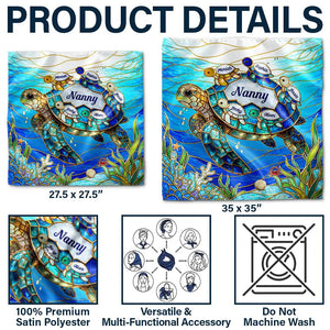 Turtle Silky Satin Effect Scarf – Personalized Gift for Mom & Grandma