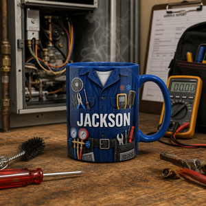 Personalized HVAC Technician Accent Mug | Custom Name Coffee Cup, Work Desk Gift For HVAC Workers