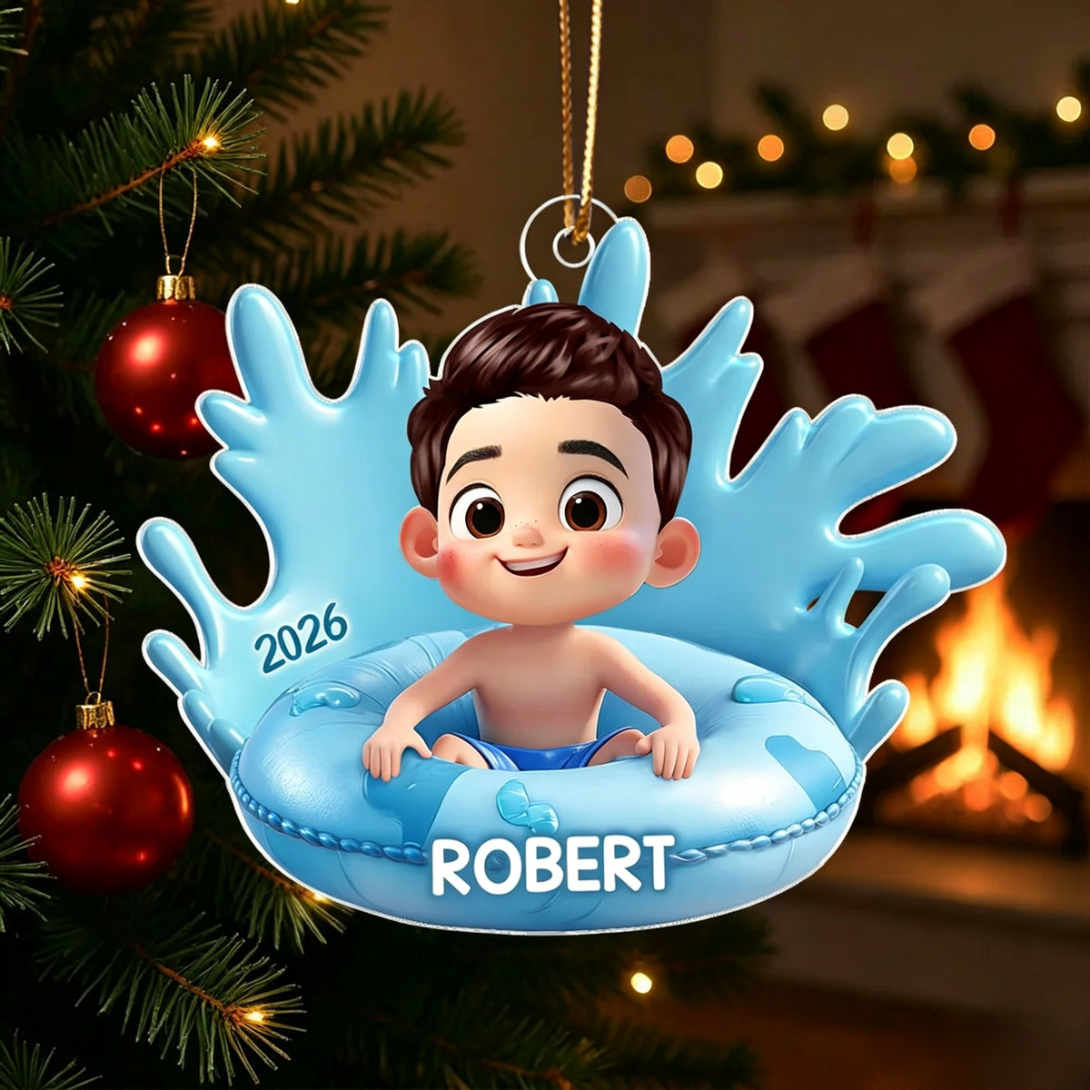Custom Acrylic "Pool Float Kid" Ornament – Cute Keepsake Gift For Kids & Family