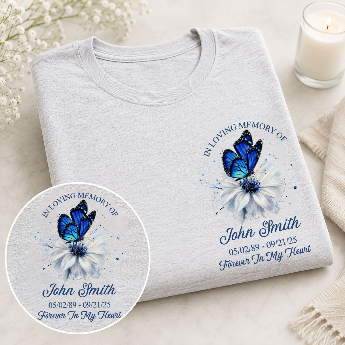 "Forever In My Heart" – Butterfly Memorial Shirt | A Personalized Remembrance Gift For Grieving Hearts