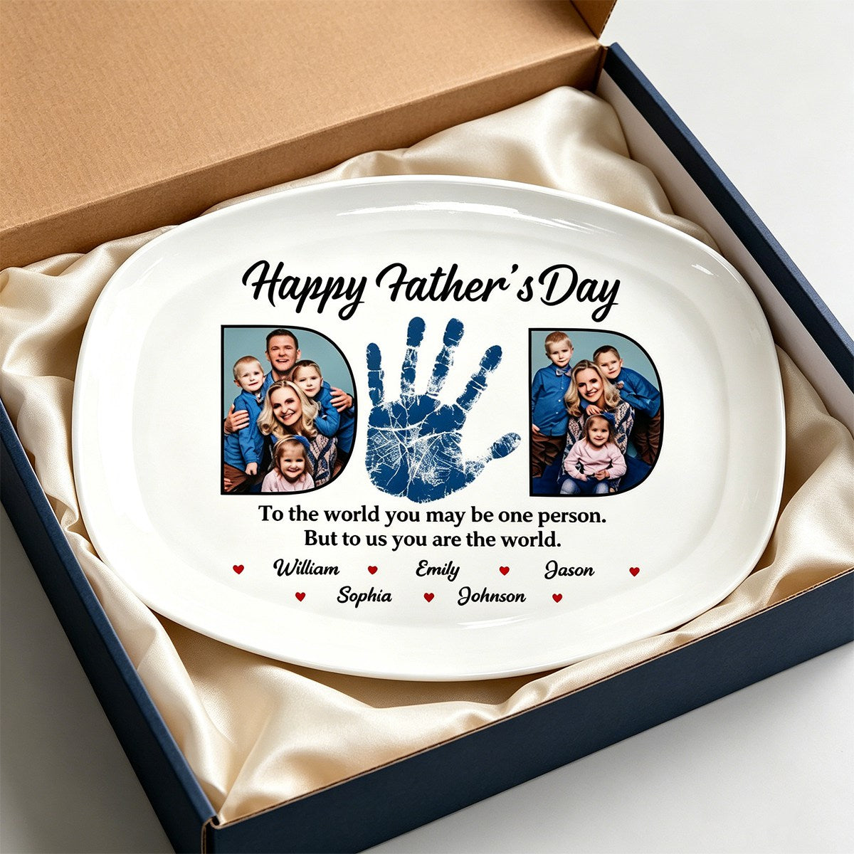 Custom Photo Dad You Are The World - Personalized Plate